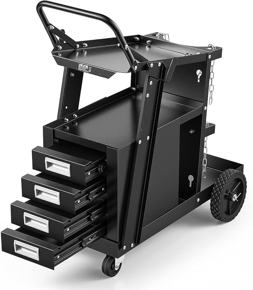 VEVOR Welding Cart, 2-Tier 4 Drawers Welder Cart 265 LBS Weight Capacity