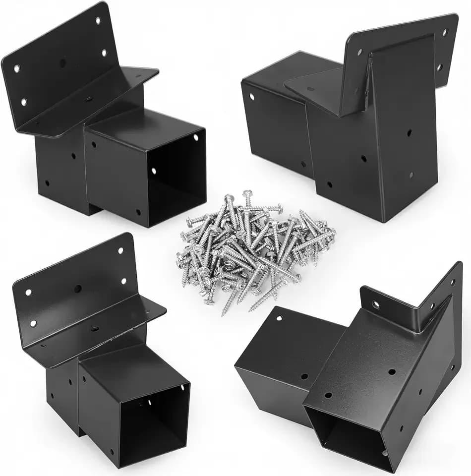 4Pack Deer Stand Brackets Heavy Duty, 4x4 Compound Angle Brackets, Deer Blind Brackets for Tree Stands, Raised Platforms, Ttree Houses, Swing Sets, Hunting Decks, and Shooting Shacks(Black)