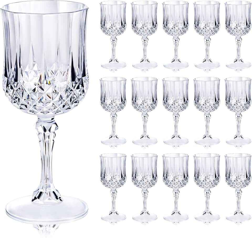 Ciaell 24 Pack Plastic Wine Glasses, 7 oz Clear Plastic Goblets for Parties