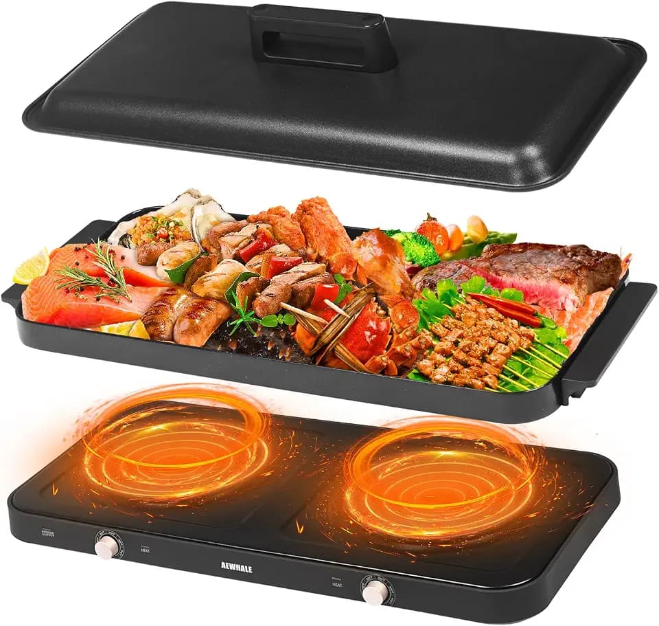 AEWHALE Electric Hot Plate Countertop 2 Burner