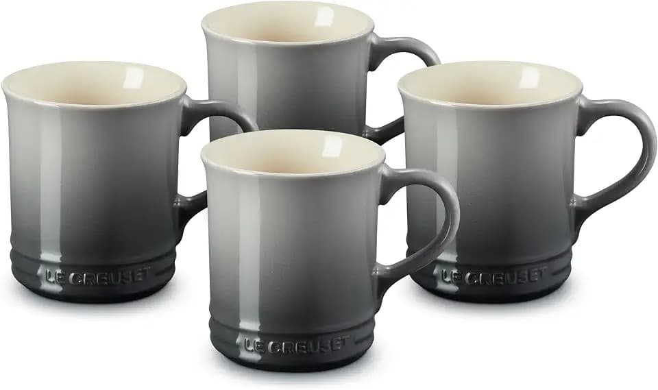 Le Creuset Stoneware Vancouver Mug, Set of 4, 14 oz. each, Oyster