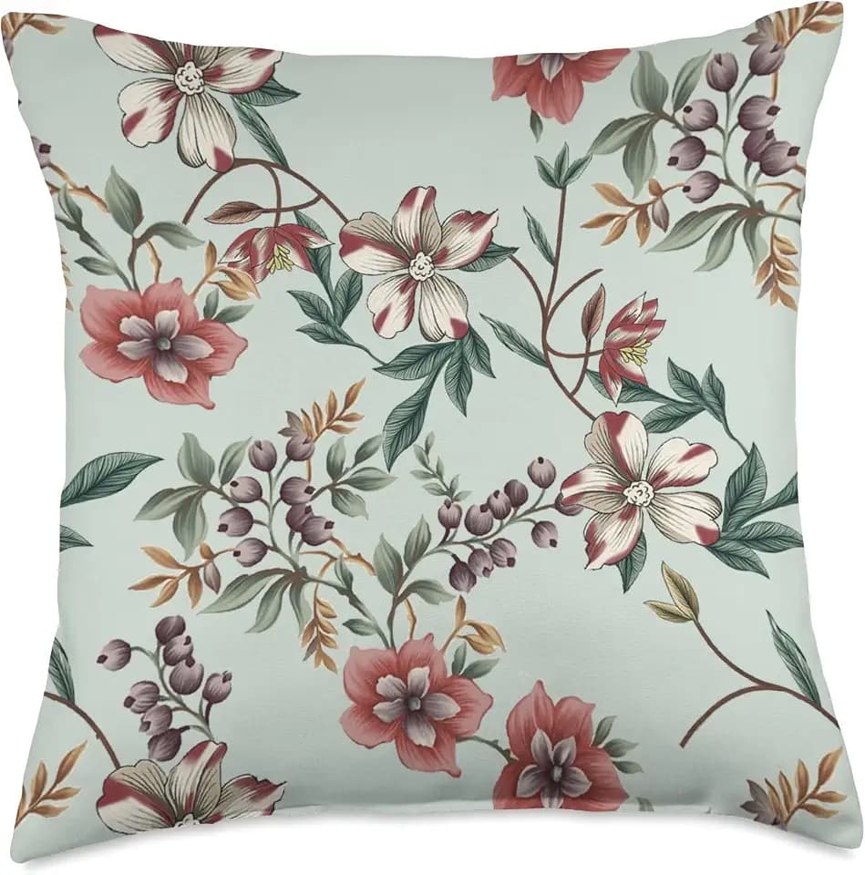 Turquoise Flower Decorative Throw Pillow Home Decor Throw Pillow