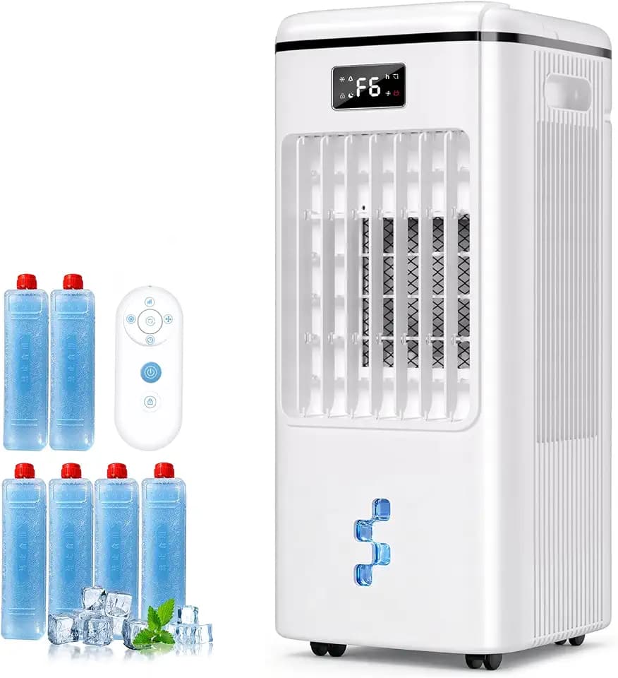 4-in-1 Evaporative Air Cooler, Portable Air Conditioner & Swamp Cooler with 3 Speeds & 4 Modes, 2-Gal Water Tank, Remote and Touch Control, Low-Noise for Indoor Daily Use