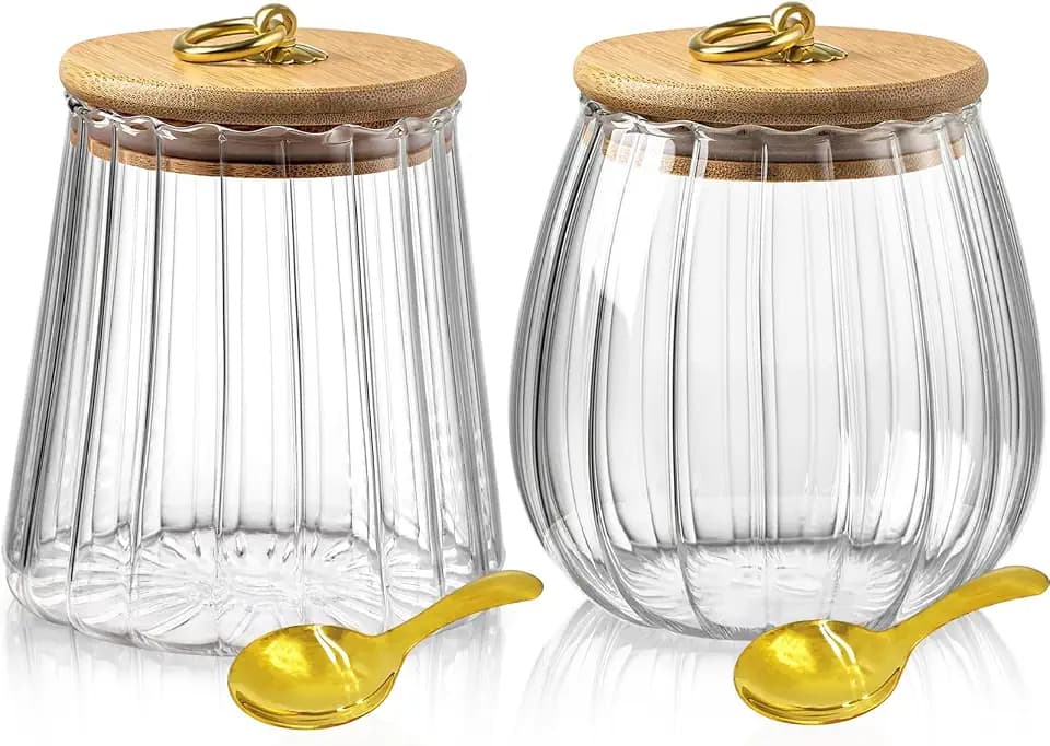 Viovian 22&25 FL OZ Sugar Coffee Containers Set of 2 Glass Jars with Scoop