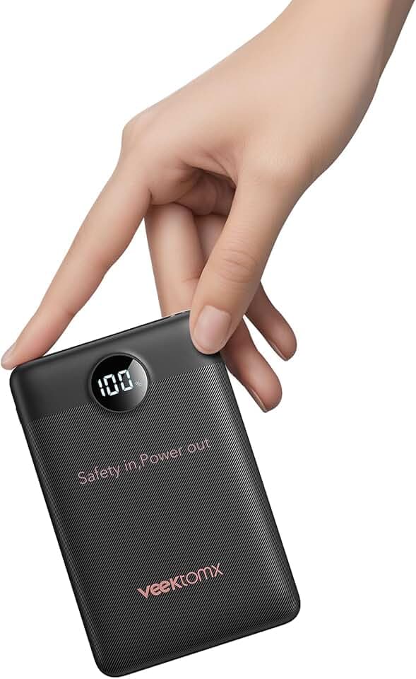 VEEKTOMX Power Bank 10000mAh PD 22,5W, 3 Ausgänge & 2 Eingänge, Klein