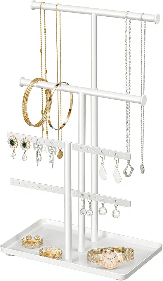 Jewelry Holder Organizer Necklace Display: Metal Aesthetic Room Decor Tree Stand for Bracelet Hanger and Earrings Storage