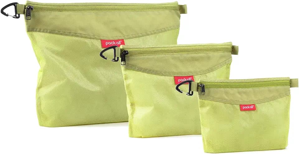 pack all 3 Pcs Water-Resistant Zipper Pouch, Mesh Zipper Bag