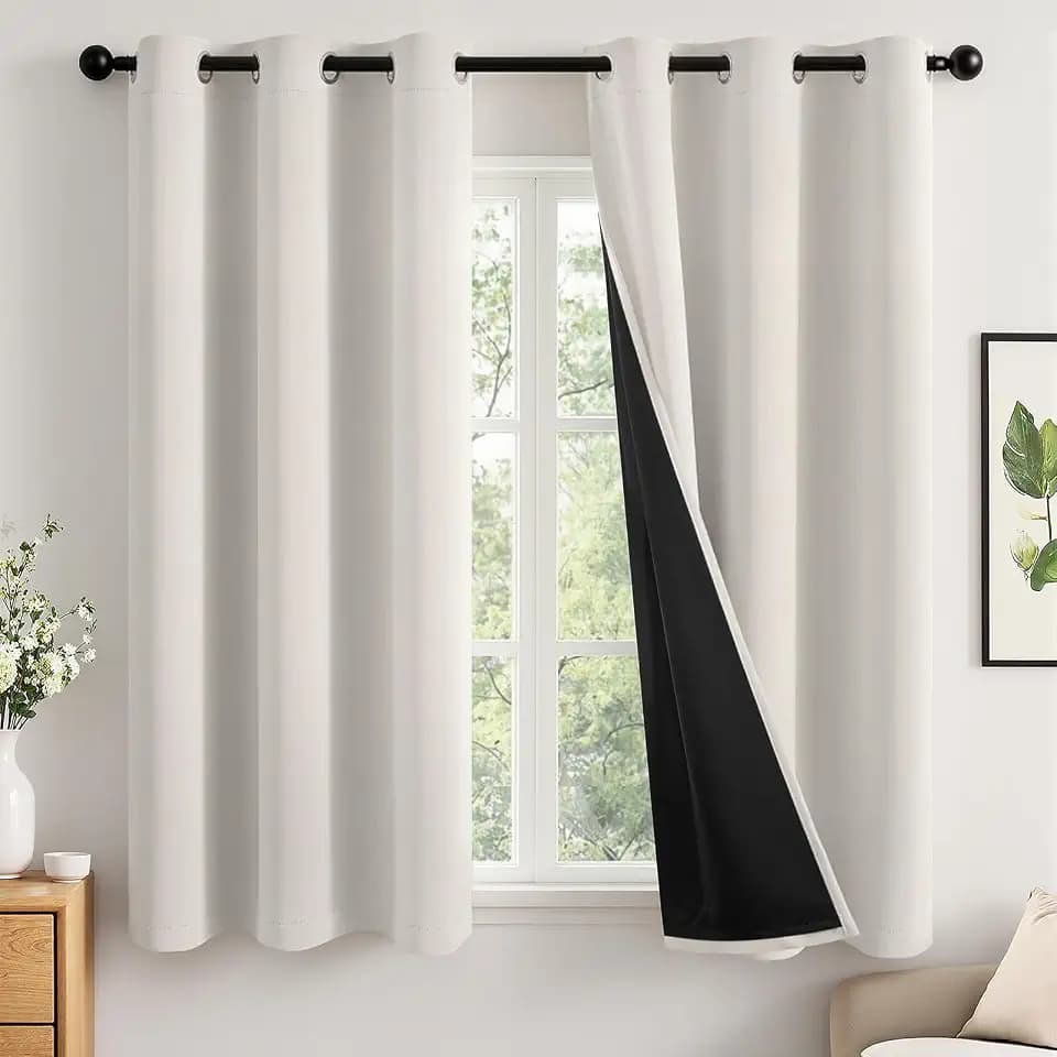 MIULEE Cream 100% Blackout Curtains for Bedroom 40x63 Inch Long
