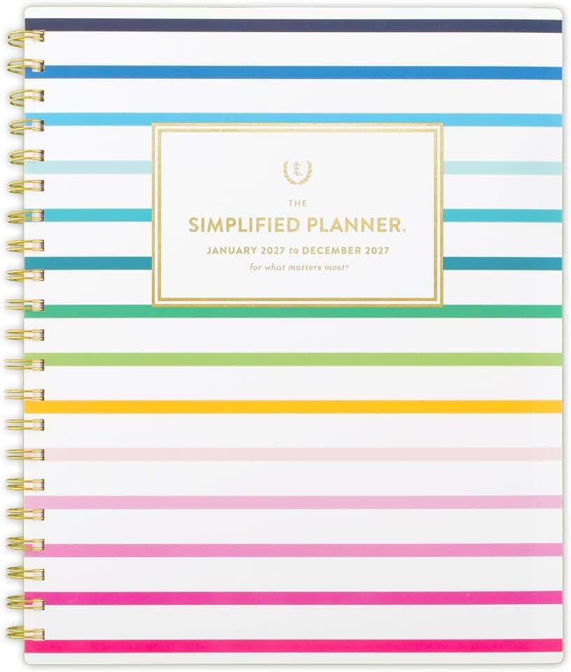 AT-A-GLANCE 2027 Planner, Simplified by Emily Ley, Weekly & Monthly, 8.5" x 11", Happy Stripe (EL57-905-27)
