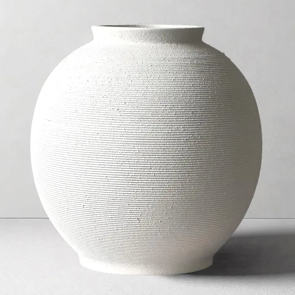 Large White Ceramic Vase, 10.8" Sandstone White