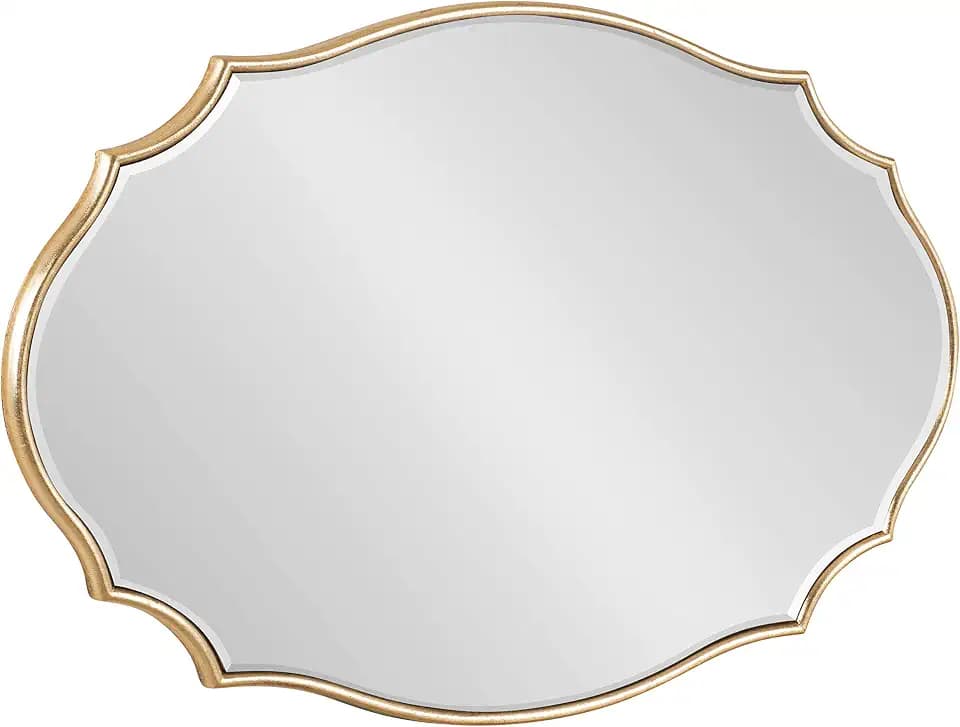 Kate and Laurel Leanna Modern Scalloped Wall Mirror, 18 x 24, Gold, Glam Oval Mirror for Wall