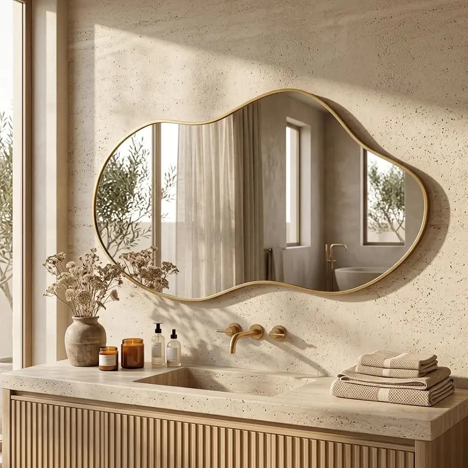 26"X48" Wall Mirror Irregular Mirror for Bathroom Bedroom & Entryway