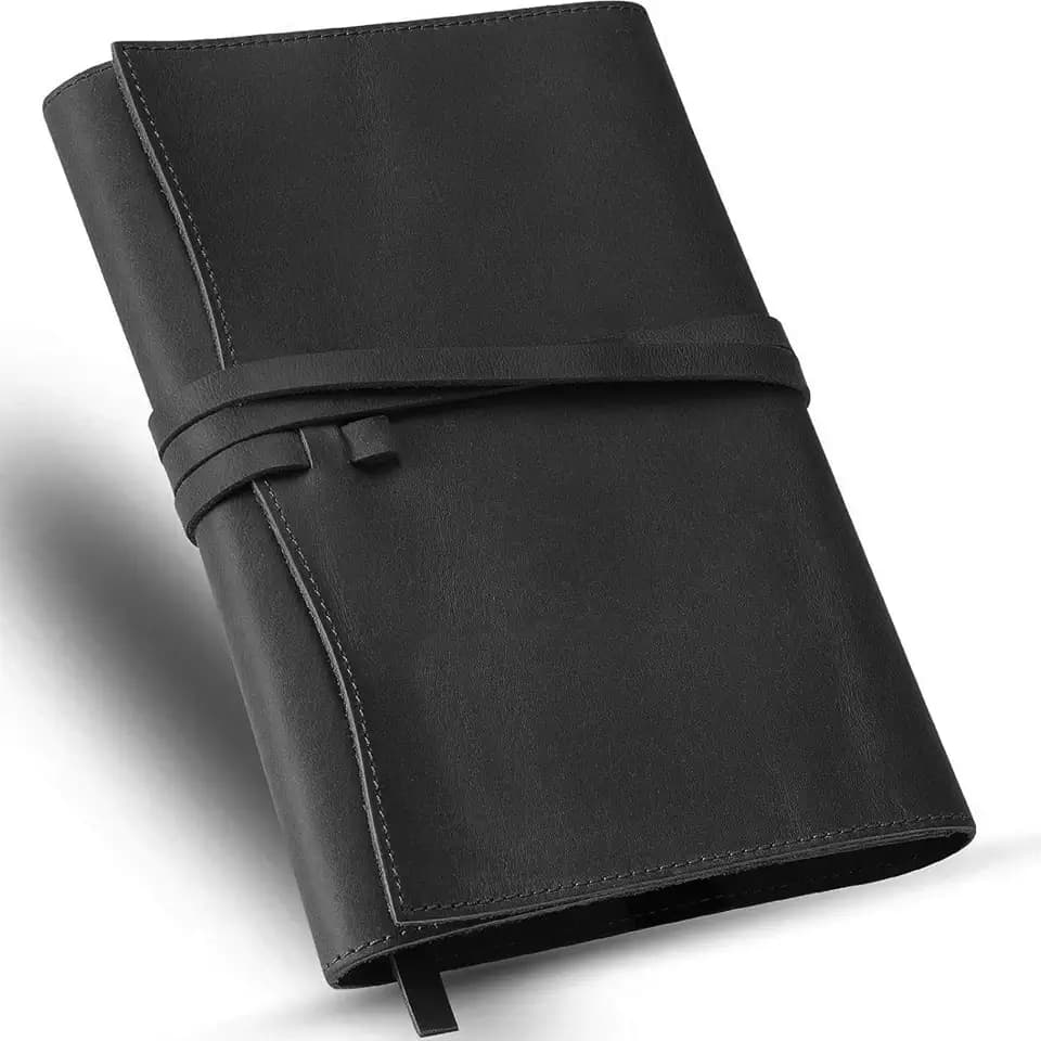 Jack&Chris Leather Bible Cover, Leather Book Cover for Men and Women, Bible Holder Strap Bible Cover Gifts, Black Large