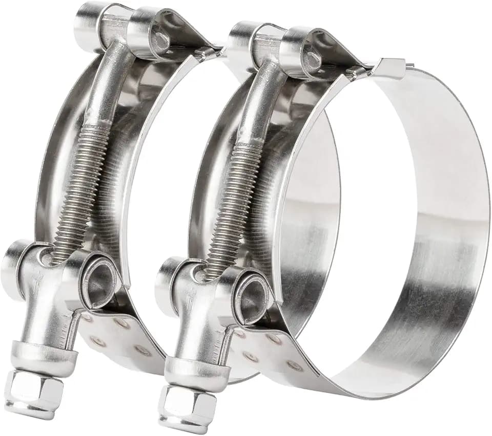 ISPINNER 2 Pack 4.5 Inch Stainless Steel T-Bolt Hose Clamps, Clamp Range 121-129mm for 4.5" Hose ID, Pack of 2