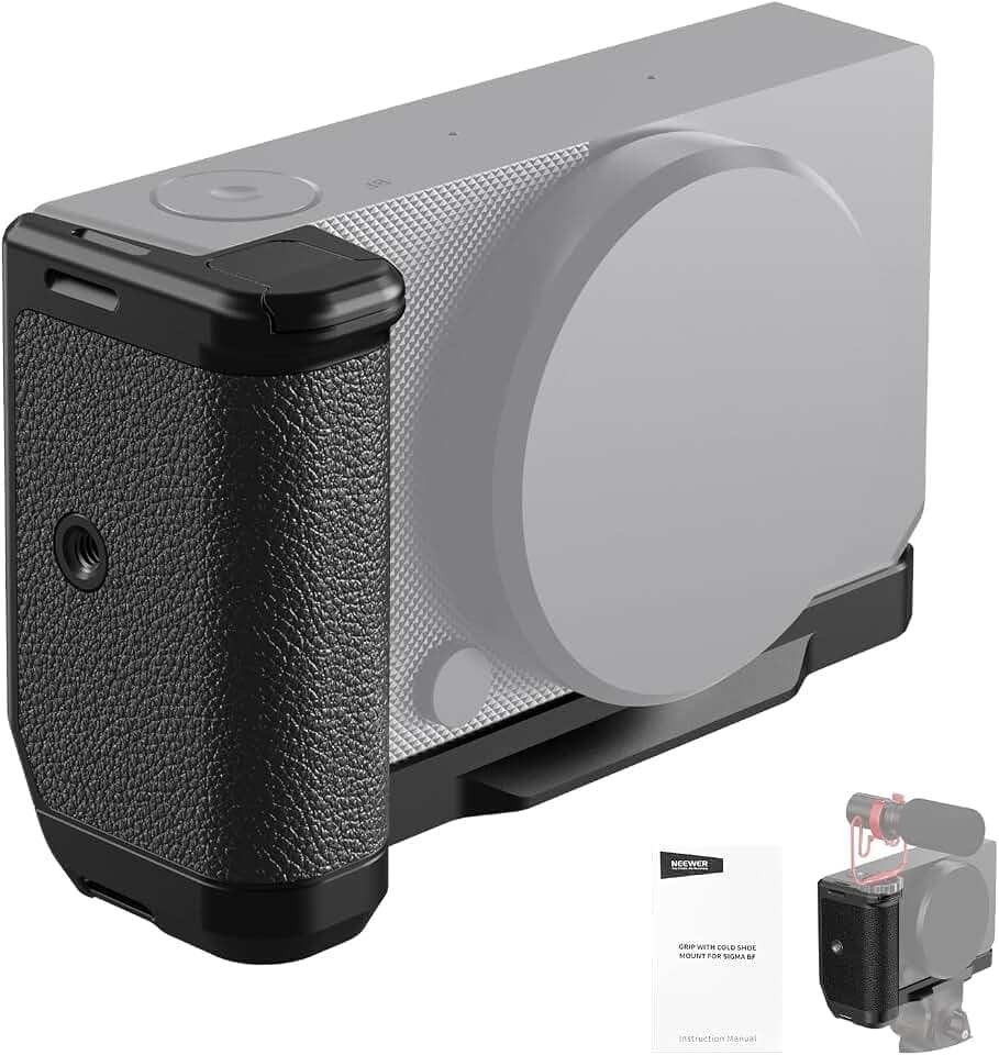 NEEWER L Halterung Montageplatte kompatibel mit Sigma BF, Arca Typ Baseplate, Handgriff Kamerastabilisator, 1/4" Gewinde und Cold Shoe für Videoaufnahmen Vlogging Streaming Fotozubehör CA170 (Schwarz)
