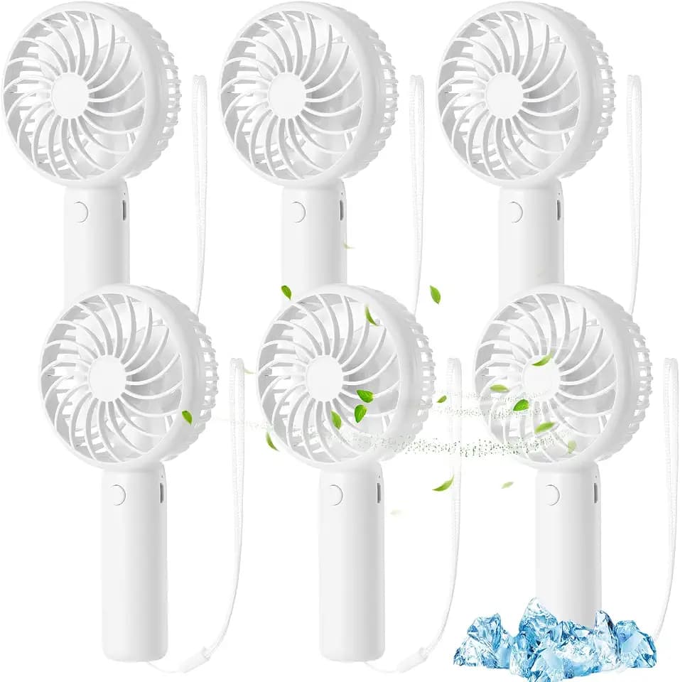 Tujoe 6 Pcs Mini Handheld Fan 3 Speed USB, White