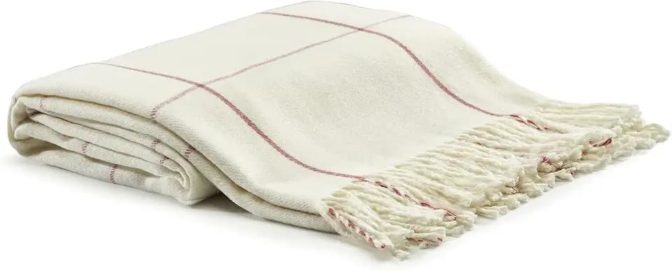 Arus Acrylic Highlands Collection Queen Throw Blanket Pink Stripes, 60x80