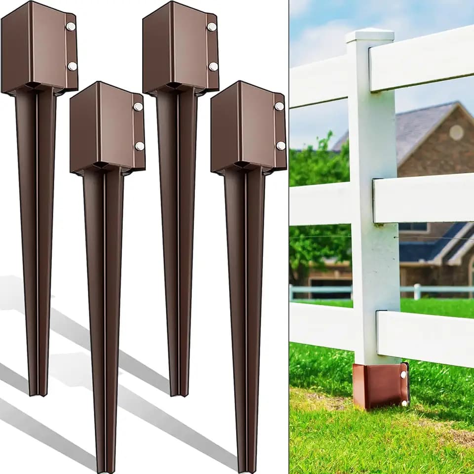 Thealyn Heavy Duty Metal Fence Post Anchor 32 Inch, 4"x4" Ground Spike