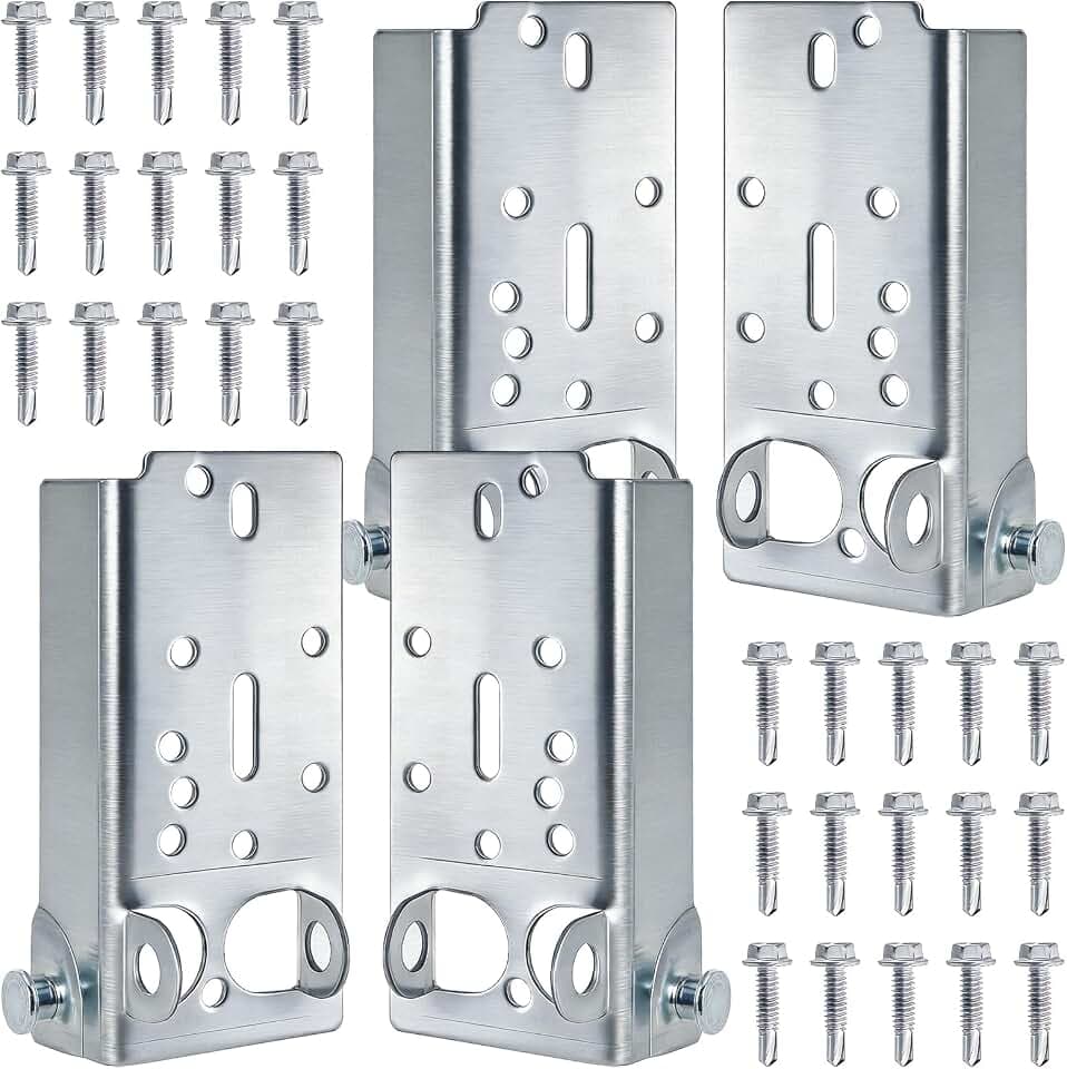 Elsjoy 4 Pack (2 Pairs) Garage Door Bottom Lifting Brackets with Bolts, Residential Garage Door Bottom Bracket for 7/16 Inch Stem Roller, 2 Pairs (2 Left & 2 Right)