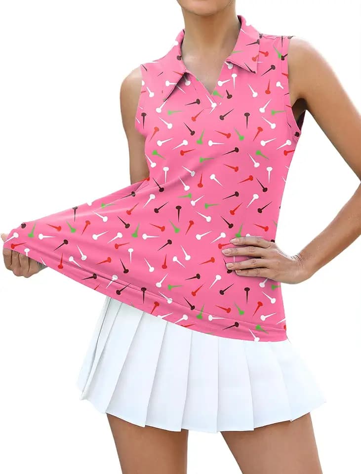 LOMON Womens Sleeveless Golf Polo Shirt V Neck Collared Tennis Tank Top
