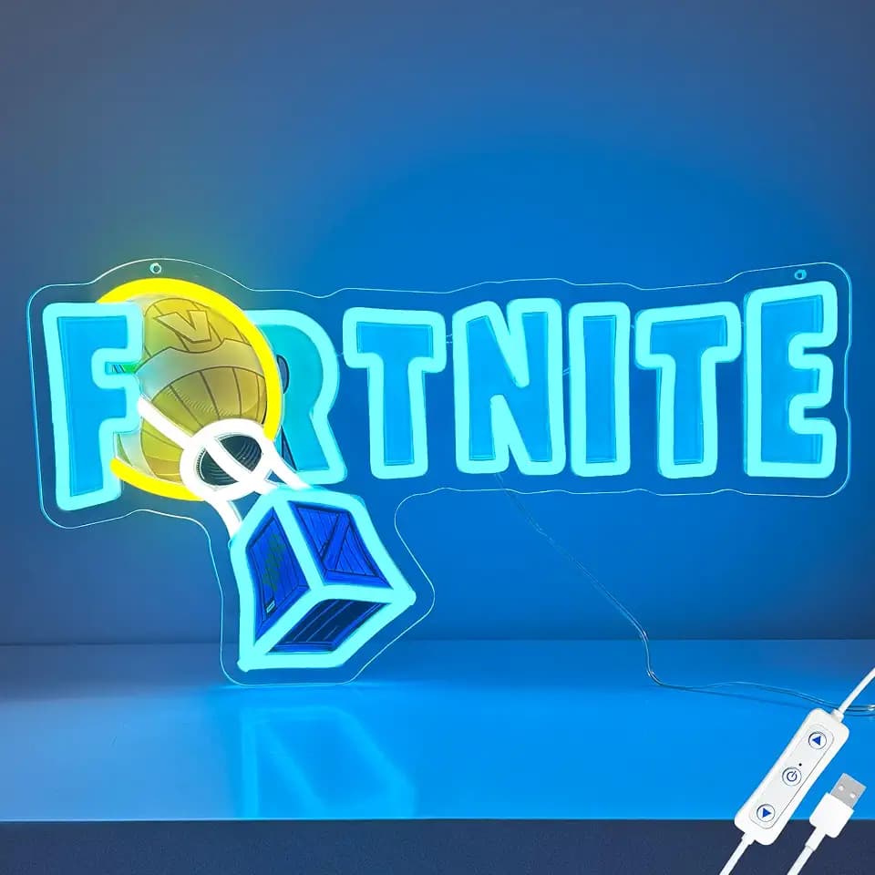 Fortnite Neon Sign, Official Licensed LED Neon Light for Gaming Room Decor, USB Dimmable Gaming Lights for Boys Room, Fortnite Gifts for Gamer, Streamer Wall Art, Man Cave Setup