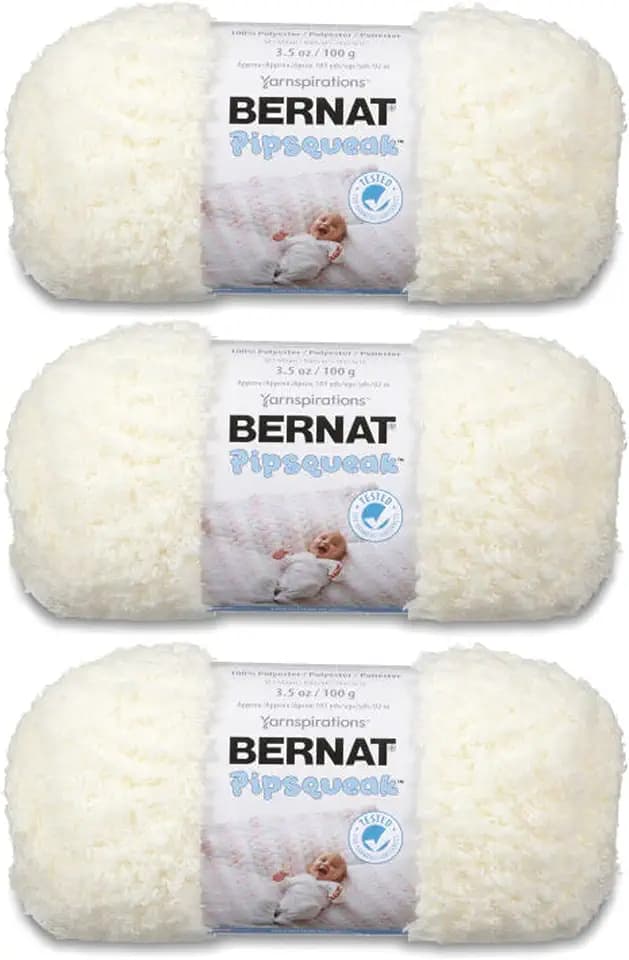 Bernat Pipsqueak Baby Yarn for Crocheting Soft, Vanilla, 3-Pack