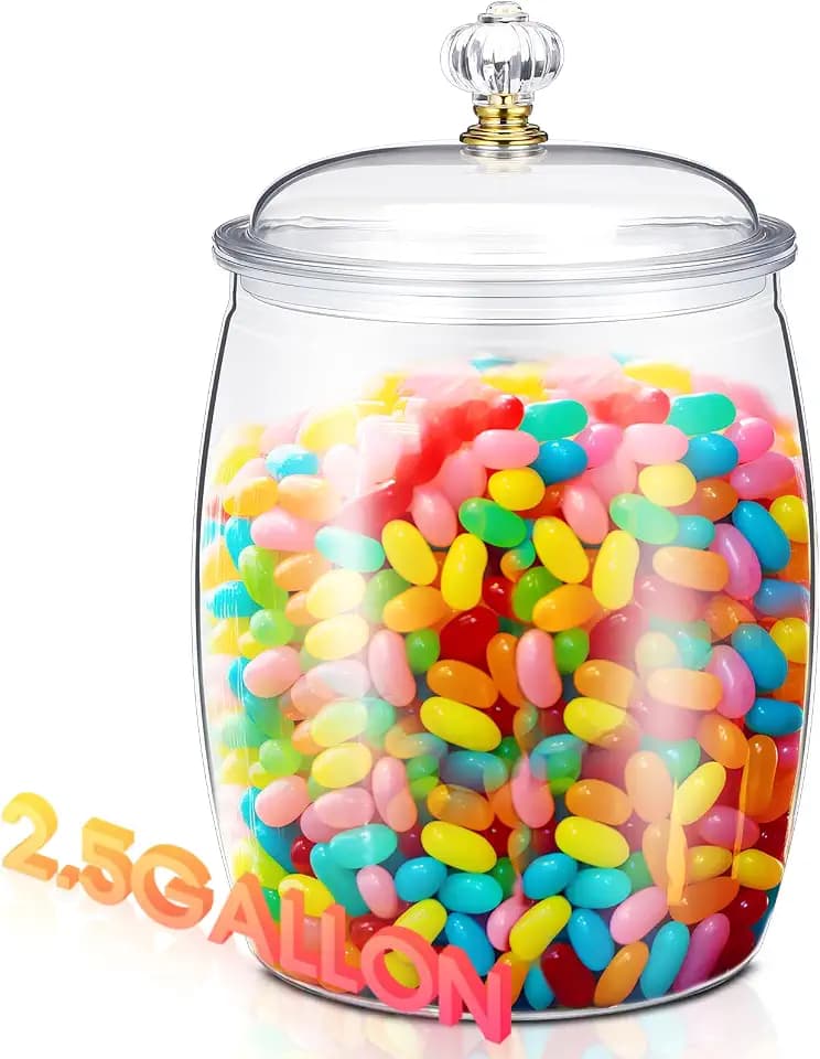 Nuogo Large Candy Jar with Lid Plastic Kitchen Storage,2.5 Gallon/320 Oz