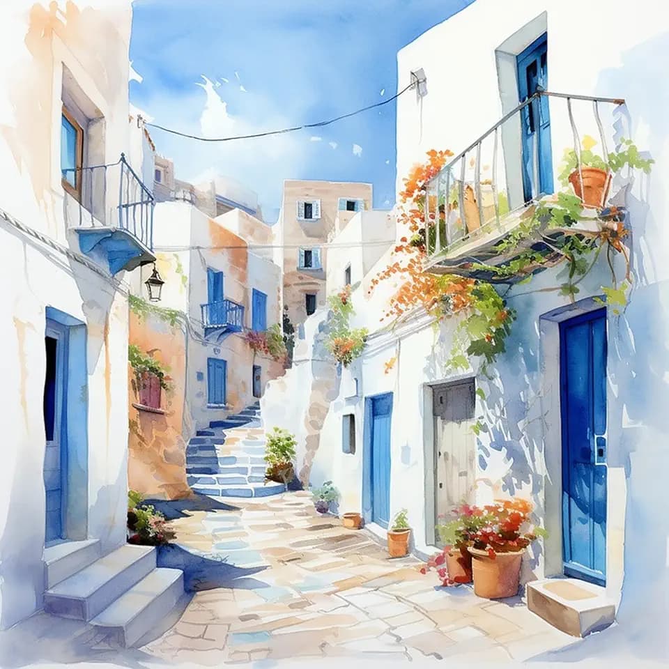 ART.COM Wall Art Print Santorini 8 by LSR Design Studio, 24" x 24"