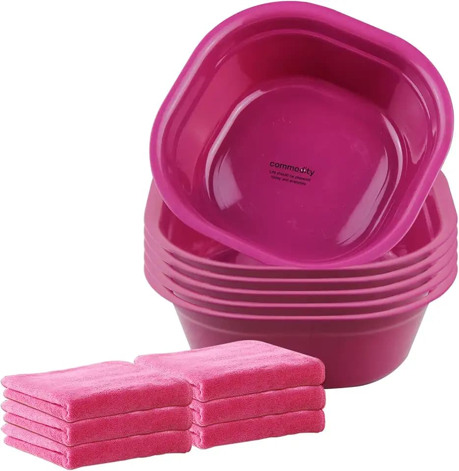Haploon Foot Spa Kit 6 Sets Basin with Pink Towels Set Foot Tub Accessory