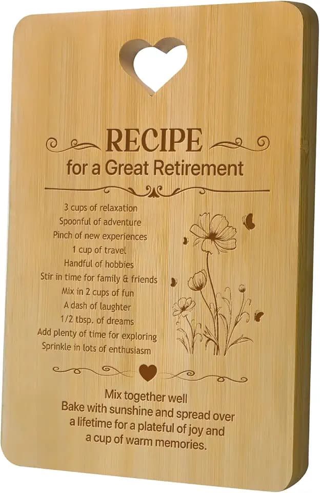 Retirement Gift Cutting Board Women Engraved Bamboo 12.2"x8.7"