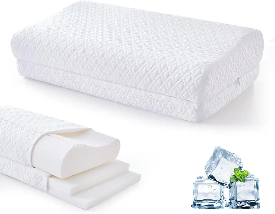 Contour Memory Foam Pillow for Neck Pain Relief Queen Tencel Lyocell Cover