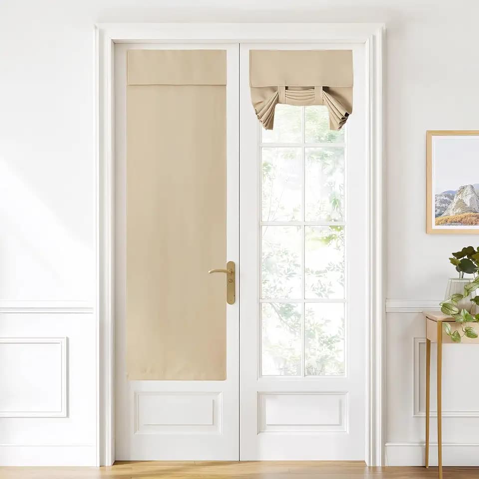 NICETOWN Biscotti Beige French Blackout Door Curtain for Back Window Cover