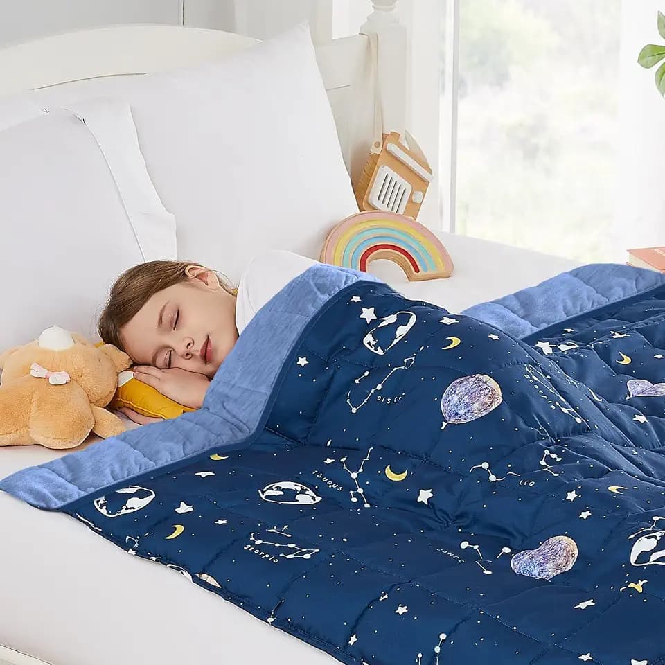 Weighted Blanket - 3 lbs Cooling Navy Starry Sky Heavy Blanket - Small Size Breathable Lap Blanket for Hot Sleepers(36"x48", 3 lbs)