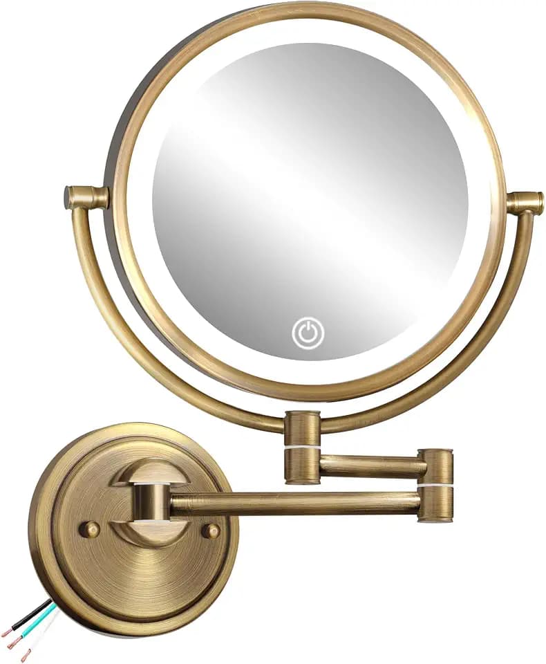 10" Wall Mounted Lighted Makeup Vanity Mirror Swing Arm 1/5X Magnifying