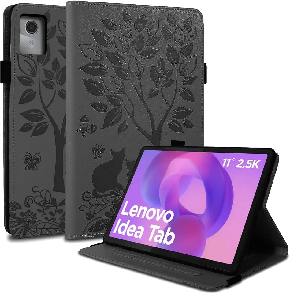 Hülle für Lenovo Idea Tab 11 Zoll 2025 PU Leder Compatible für Lenovo Idea Tab 11(TB-336ZU TB-336FU) Tablette Case Flip mit Kartenfächern Stifthalter und Standfunktion-Schwarz