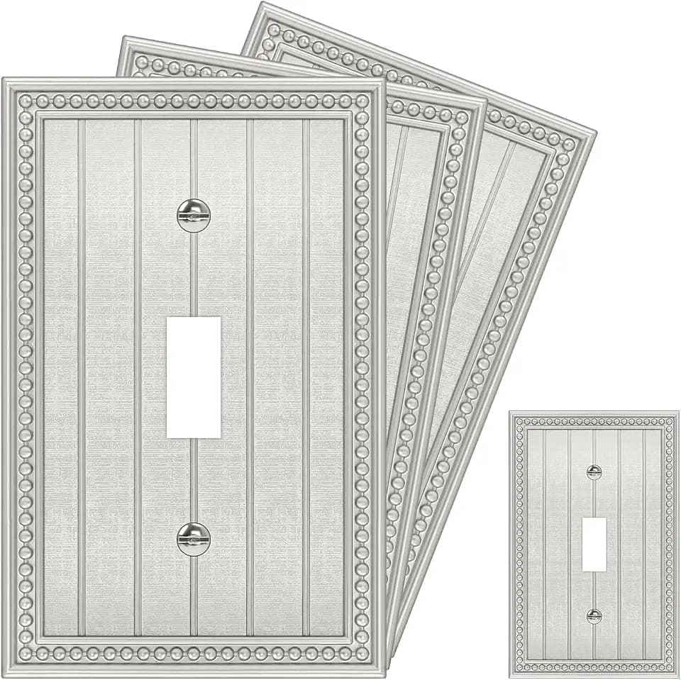 Brushed Nickel 1 Gang Toggle Wall Plate Cover Zinc Alloy 4 Pack