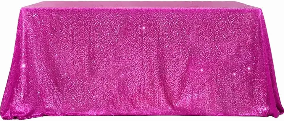Fuchsia Sequin Tablecloth 90x90 Inch Square Glitter Table Skirt Overlays