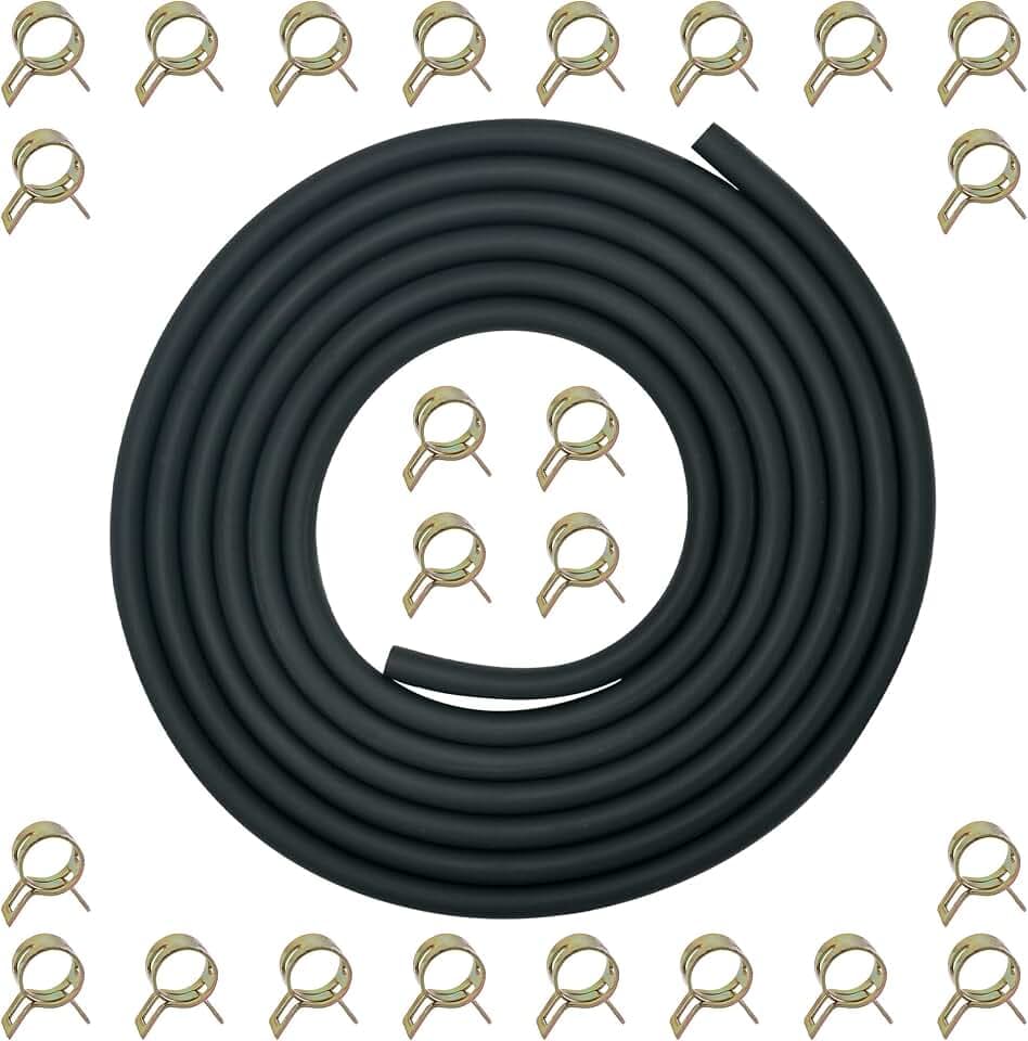 YAMAKATO Ø 5mm Kraftstoffschlauch 3 Meter Benzinschlauch Kit für Kawasaki Briggs & Stratton Honda Auto Motorrad Rasenmäher Generatoren Roller 5 mm innen Benzinleitung mit 20 Stück Schlauchschellen