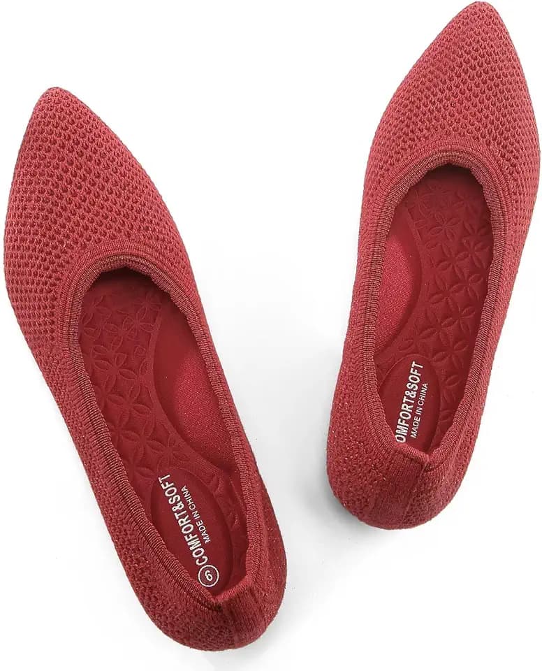 Frank Mully Womens Pointed Toe Flats Knit Dress Shoes Comfort Women Shoes Softable