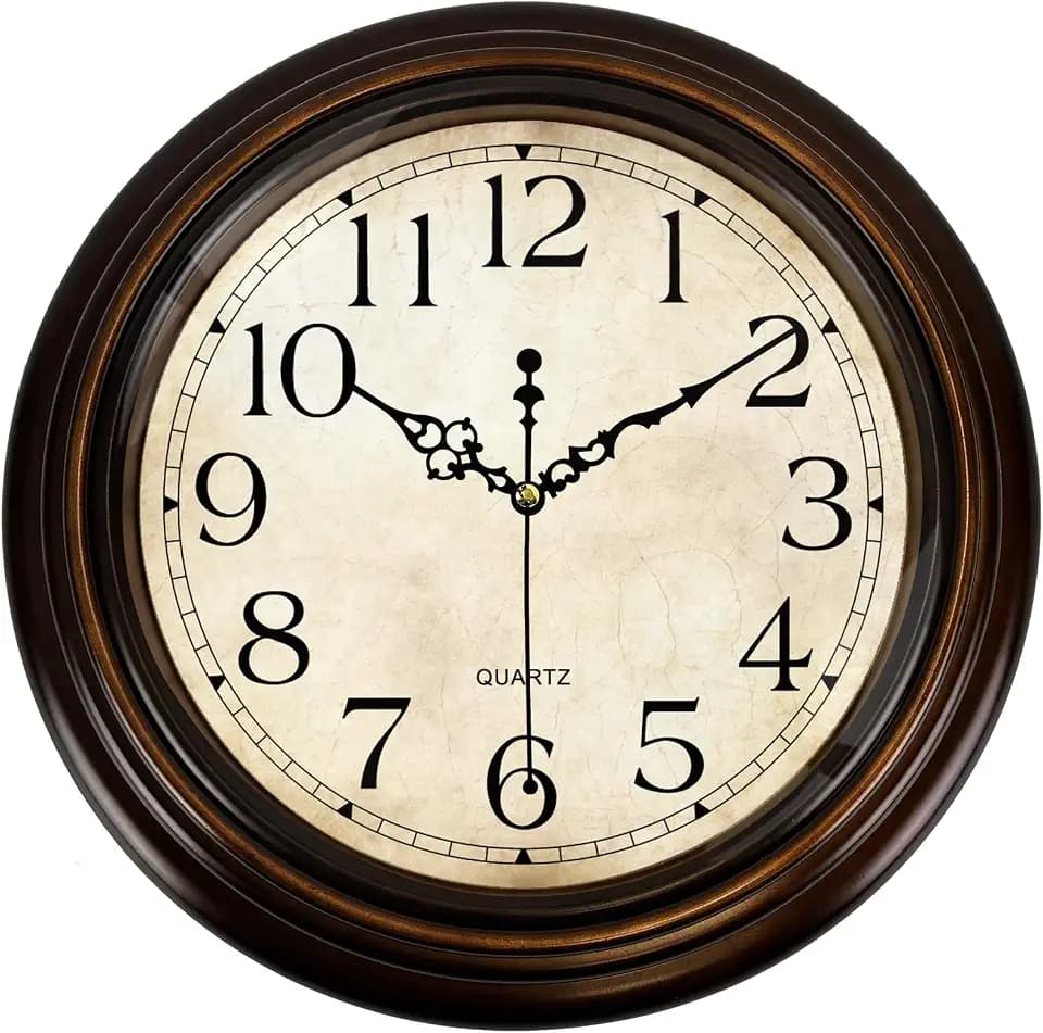 13 Inch Vintage Wall Clock,Silent Analog Clock Battery Operated