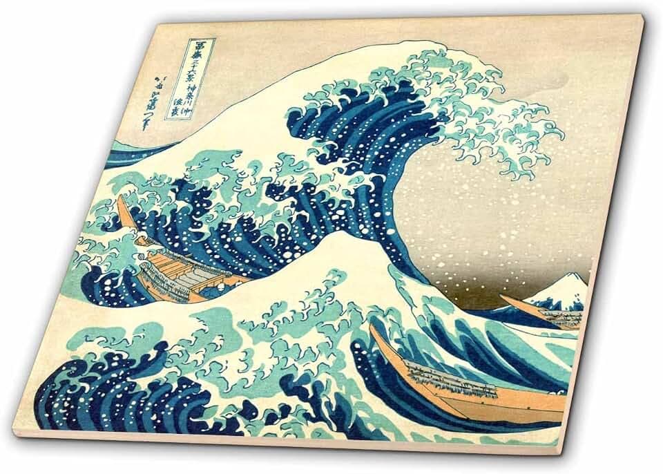 3dRose ct_155631_2 The Great Wave Off Kanagawa by Japanese Artist Hokusai Dramatic Blue Sea Ocean Ukiyo-E Print 1830 Ceramic Tile, 6-Inch