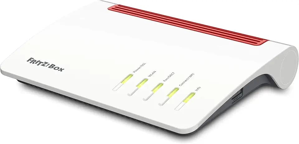 FRITZ!Box 7590 WLAN AC+N Router (DSL/VDSL,1.733 MBit/s (5GHz) & 800 MBit/s (2,4 GHz), bis zu 300 MBit/s mit VDSL-Supervectoring 35b, WLAN Mesh, DECT-Basis, Media Server, geeignet für Deutschland)