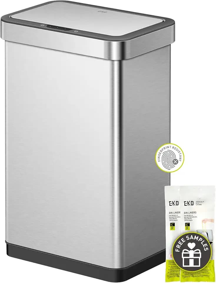 EKO 13.2 Gallon Touchless Motion Sensor Kitchen Trash Can, Stainless Steel