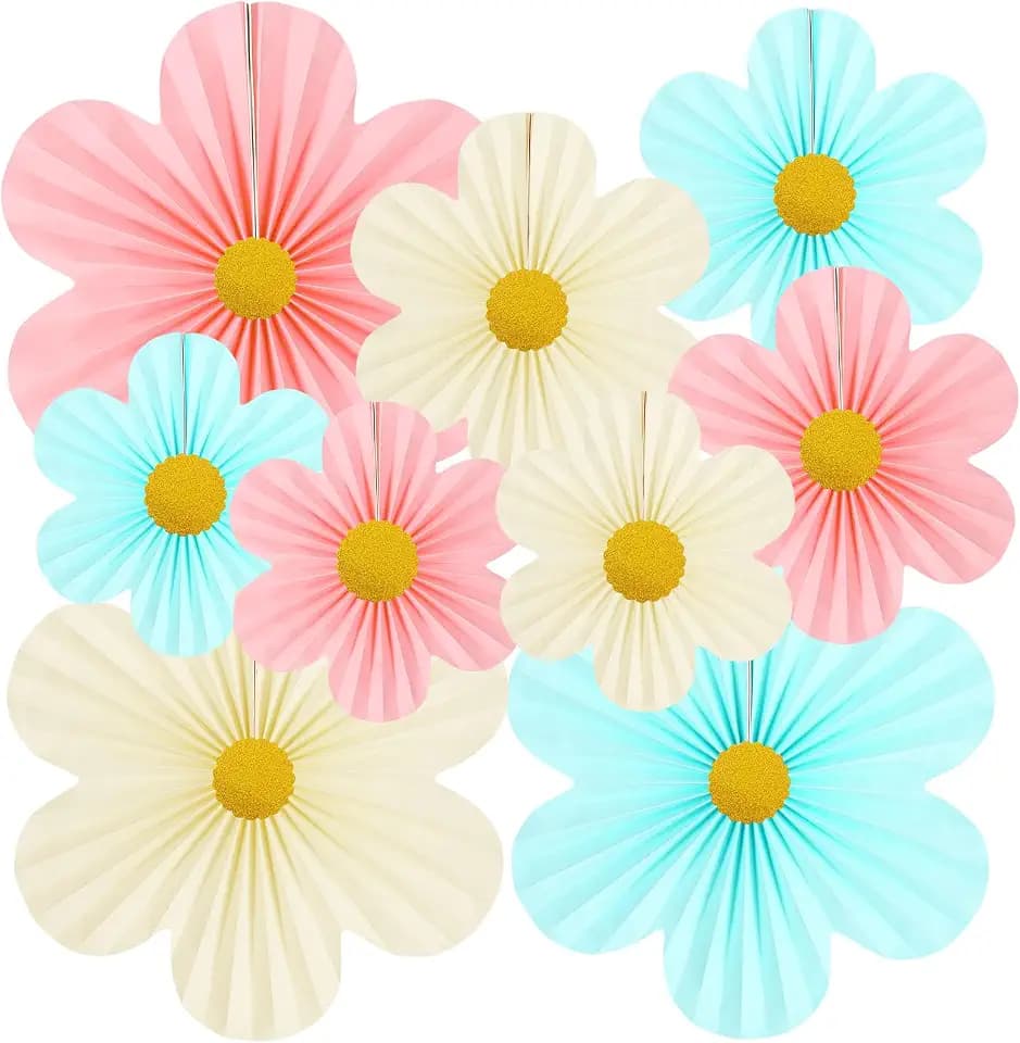 Yuxiou Pink and Blue Party Decorations Paper Flowers Decorations for Wall