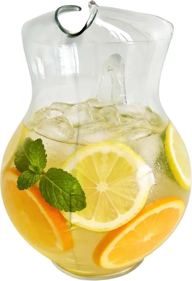 Libbey Acapulco Large Glass Pitcher Set of 2, 89 Oz, Clear, Tall Bubble Glass Pitchers with Handle, Durable Seam Design, Modern Pitcher Set for Iced Tea, Punch, and More