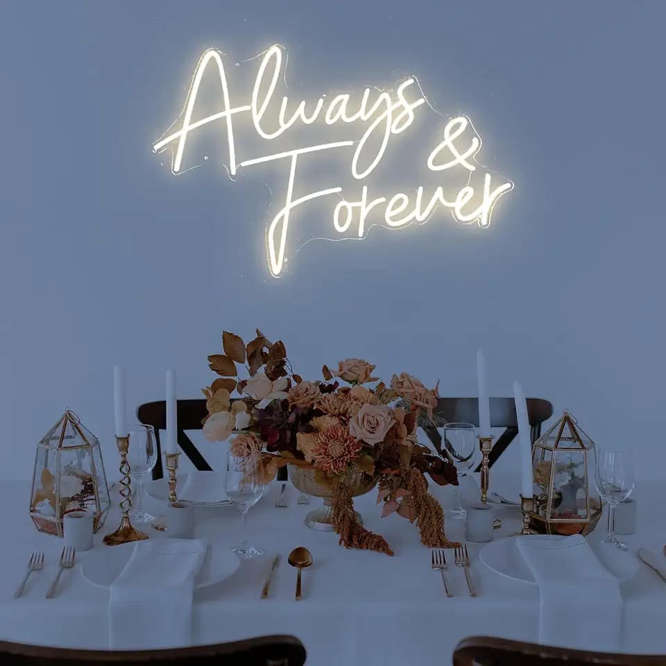 Always & Forever Neon Sign Led Wedding Neon Sign Warm White Wall Decor for Valentine's Day Anniversary Birthday Wedding Party Proposal Gift 23in