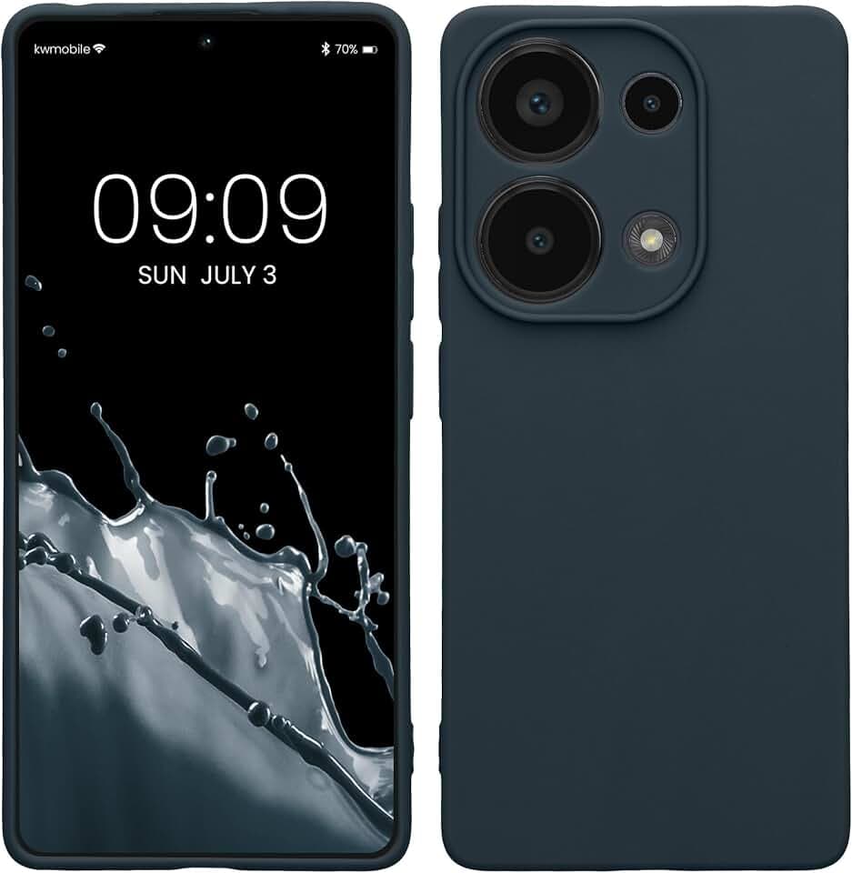 kwmobile Handyhülle für Xiaomi Redmi Note 13 Pro 4G Hülle - weiches Handy Silikon Case - Schutzhülle Cover - Dunkler Schiefer