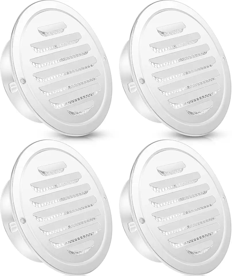 Zonon 4 Pcs 6 Inch Soffit Vents Round Vent Cover Stainless Steel, White