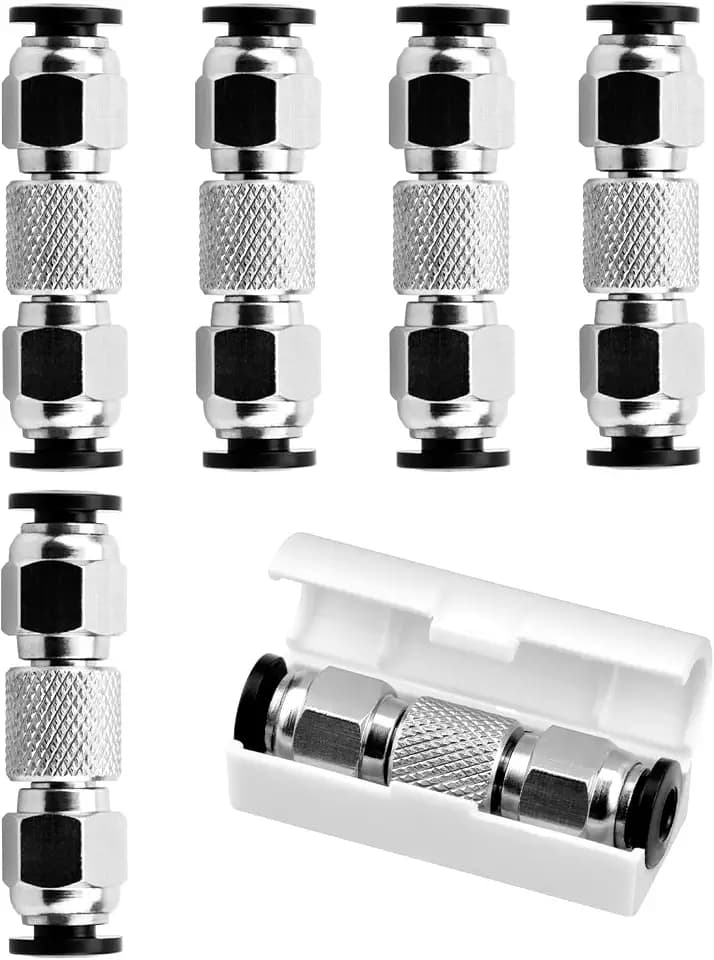 5pcs Upgrade PTFE Tube Connector tubing 3D Printers Pneumatic connectors,for Bambu Lab X1 X1C X1E P1P P1S, Made of Stainless Steel Anti-Oxidation and Rust Resistant, Plug and Play