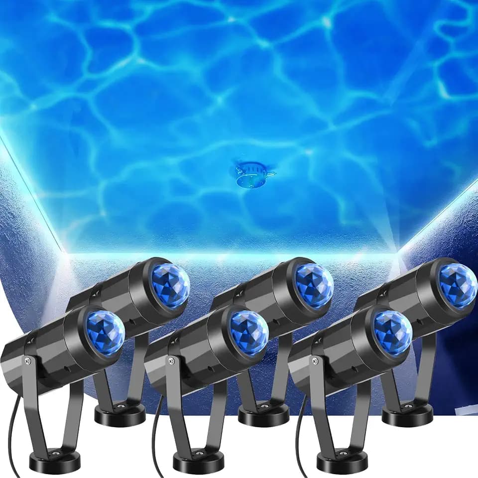 Riakrum 6 Pcs Ocean Wave Projector Light, Halloween LED Water Effect Light